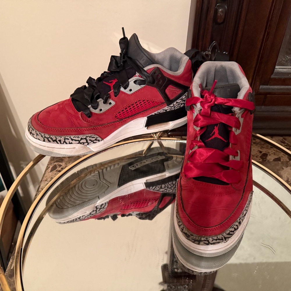Red and Black Air Jordan Sneakers